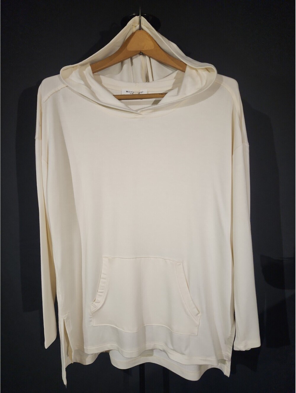 Workshop Republic Clothing Womens S Long Cream Hoodie Athleisure Super Soft 0182